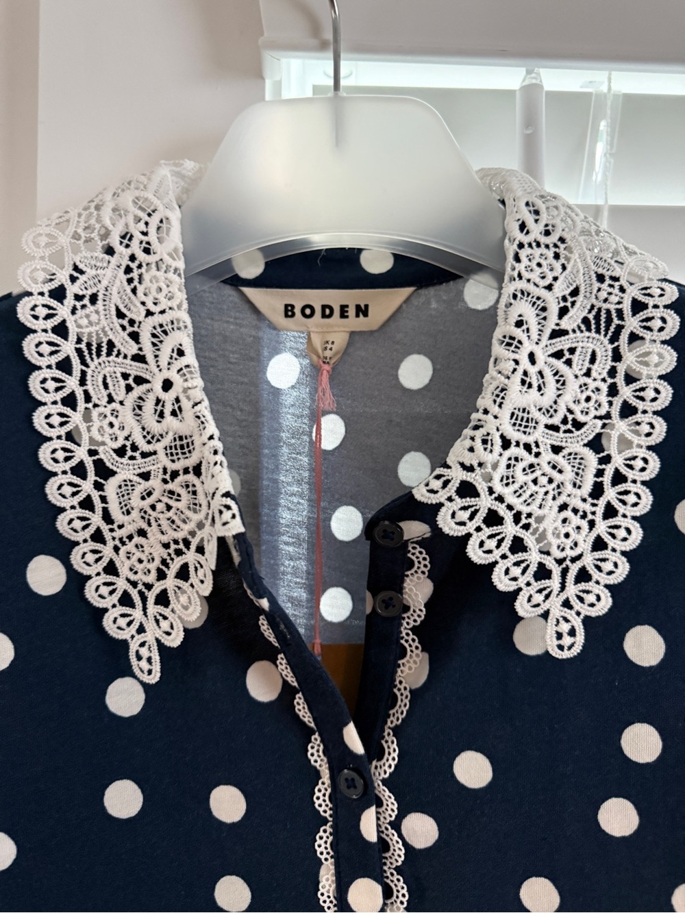 NWT BODEN NESSA BRODERIE COLLAR POLKA DOT BLOUSE US 4 - Picture 7 of 14